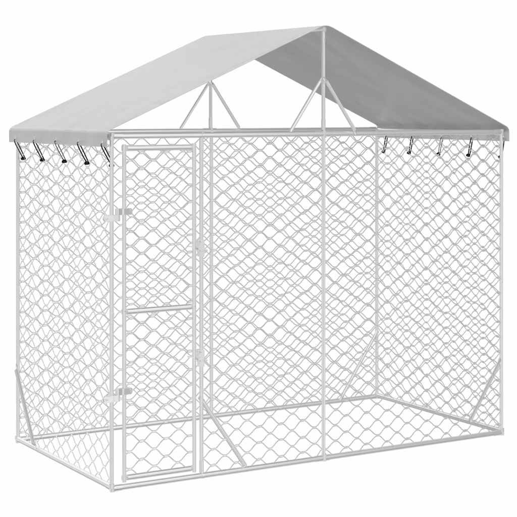 Chenil d'extérieur - Cage d'extérieur pour chiens avec toit argenté 3x1,5x2,5 m rj492