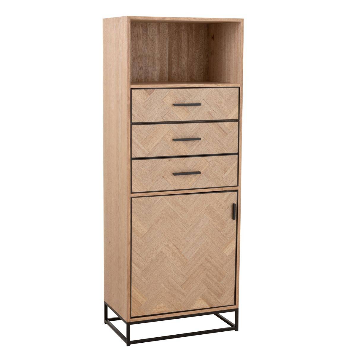 Chiffonnier 3 Tiroirs "Miraza" 158cm Naturel & Noir