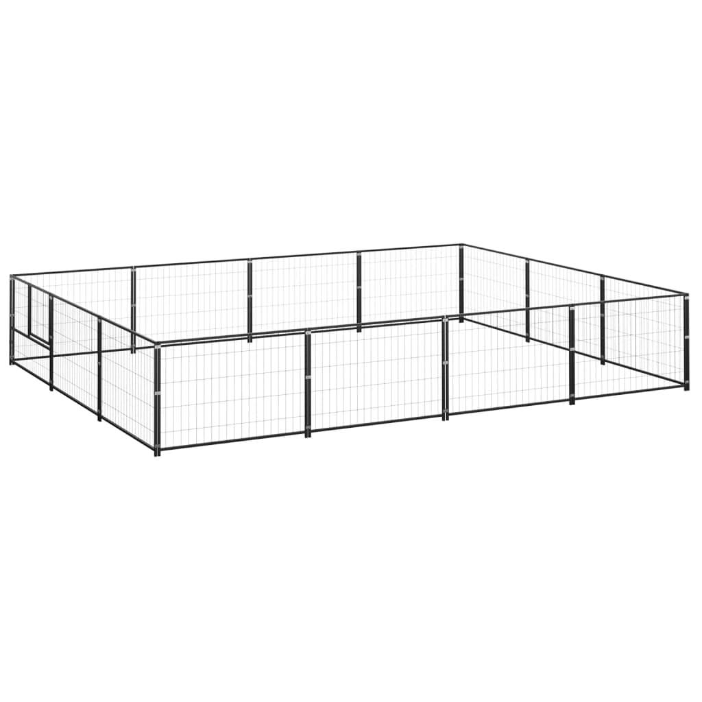 Chenil Chien Extérieur Acier Robuste Parc de Jeu pour Jardin Noir 12 m² – ComfortXL Outdoor Living