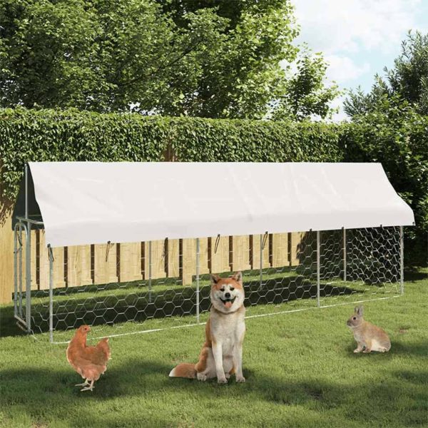 Chenil extérieur XXL 4x1m acier galvanisé avec toit de protection – ComfortXL Outdoor Living