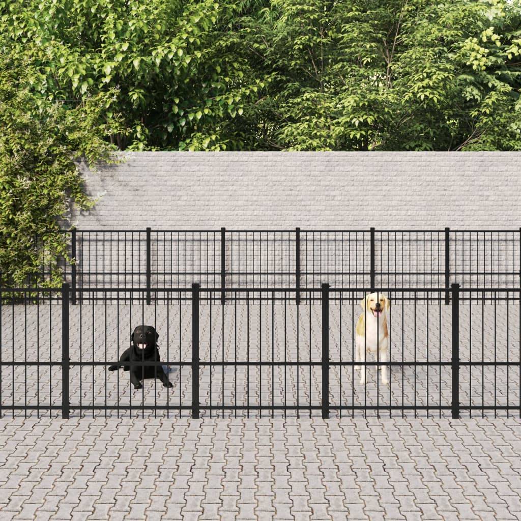 Chenil d'extérieur pour chiens Acier 65,86 m² vidaXL 3124653