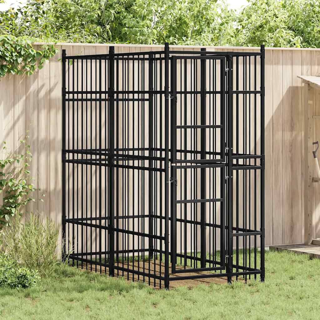 Chenil d'extérieur pour chiens Acier 1,84 m² vidaXL 171472