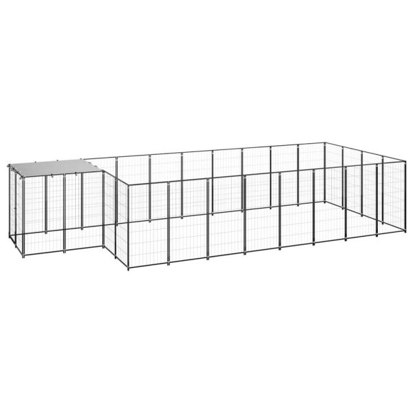 Chenil extérieur cage enclos parc animaux chien 10,89 m² 110 cm acier noir Chenil extérieur cage enclos parc animaux chien 10,89 m² 110 cm acier noir