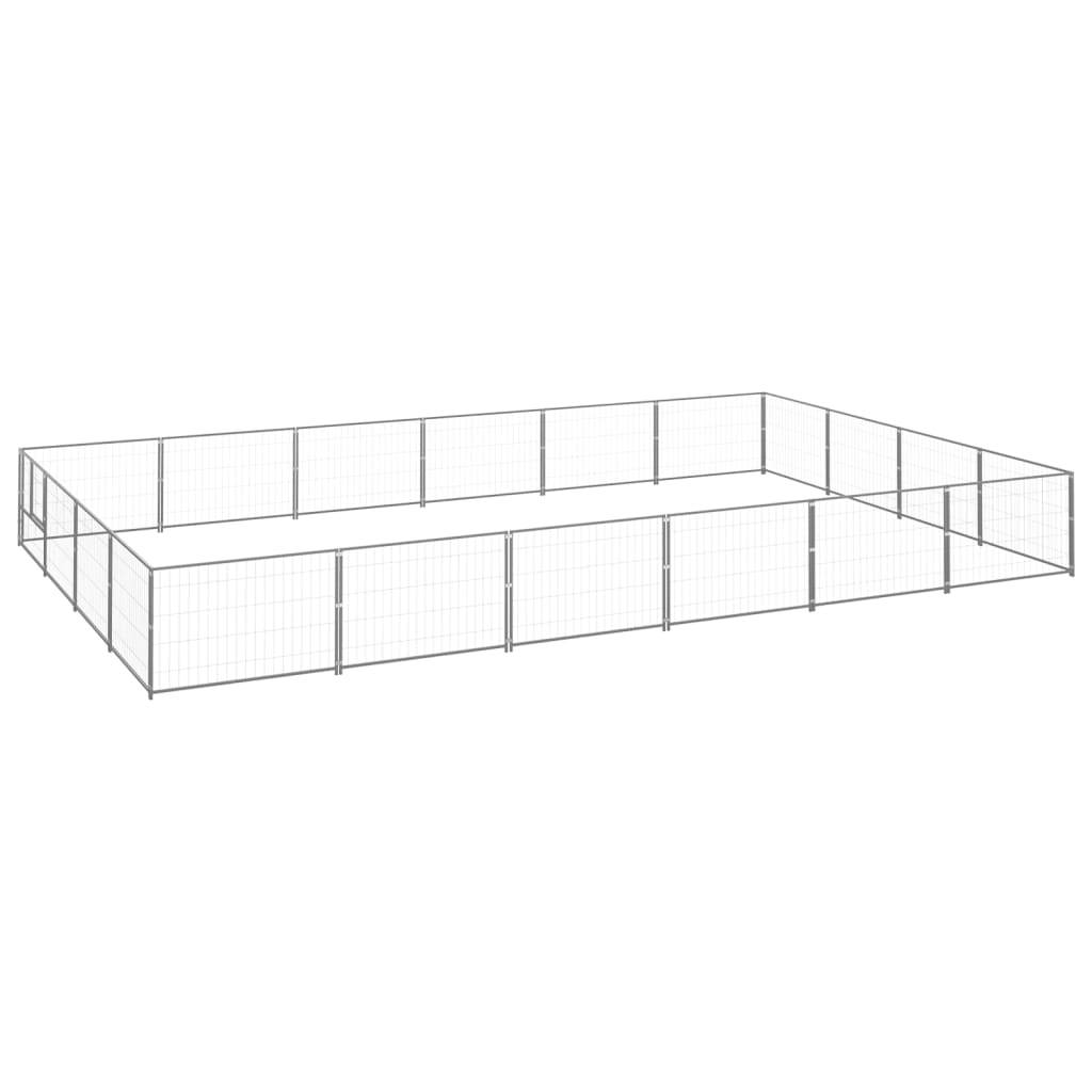 Chenil extérieur en acier parc pour chien Argenté 24 m² – ComfortXL Outdoor Living