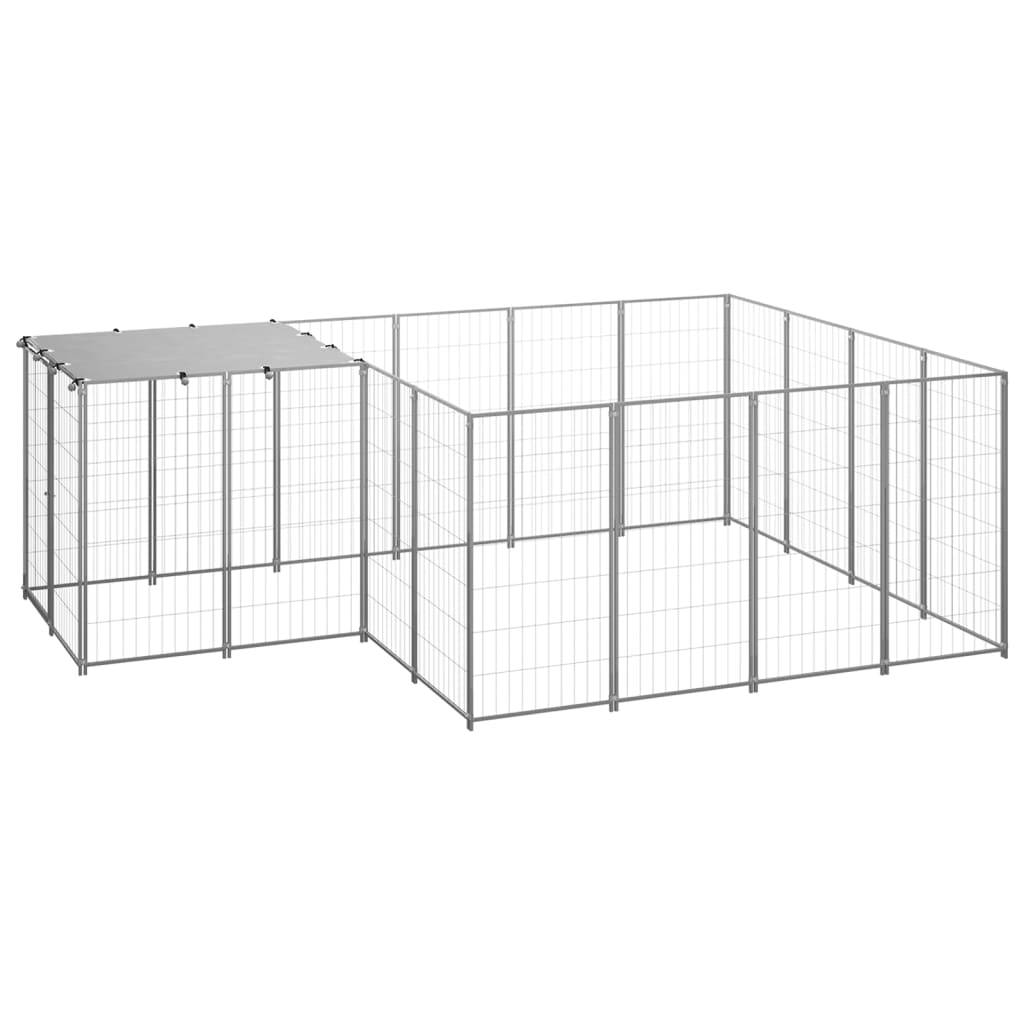 Chenil Argenté 6,05 m² Acier vidaXL 3082208