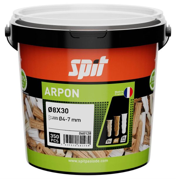 Cheville plastique universelle ARPON 8x30mm seau de 350 – SPIT – 060128