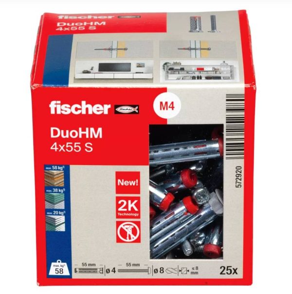 Chevilles métallique pour corps creux DuoHM 4X55 embout PZ – FISHER – 572920 Chevilles métallique pour corps creux DuoHM 4X55 embout PZ – FISHER – 572920