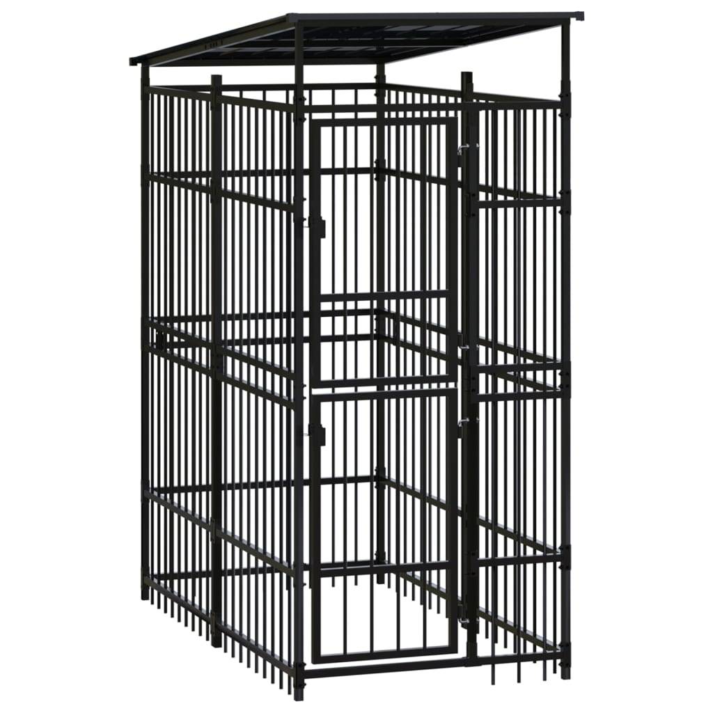 Chenil extérieur acier avec toit 1,84 m² pour jardin Noir – ComfortXL Outdoor Living