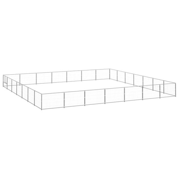 Chenil extérieur cage enclos parc animaux chien argenté 49 m² acier Chenil extérieur cage enclos parc animaux chien argenté 49 m² acier