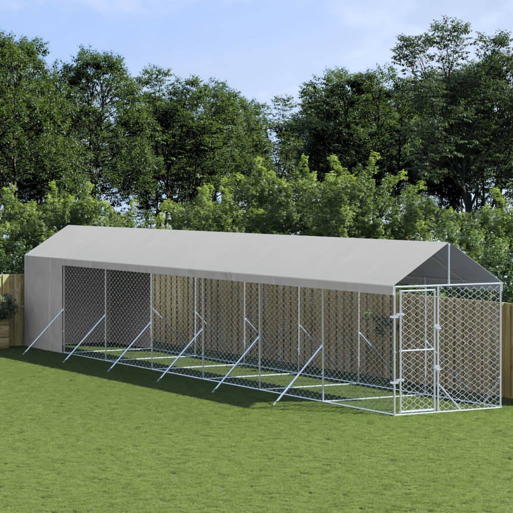 Chenil Extérieur Acier Galvanisé avec Toit et Parois Jardin 2x14x2,5 m – ComfortXL Outdoor Living