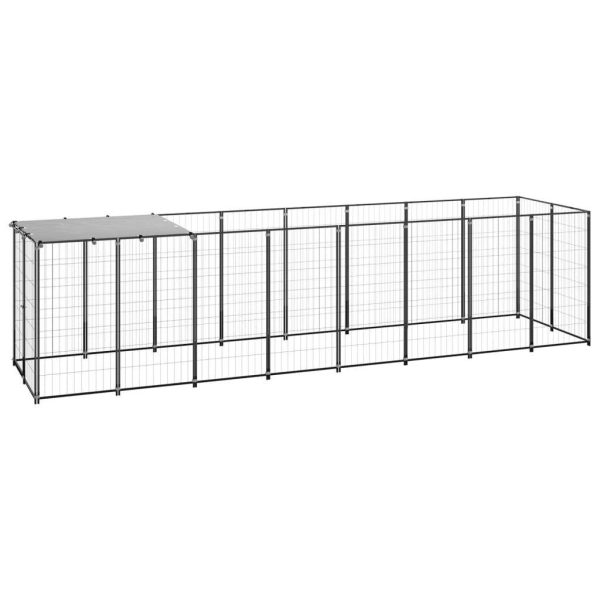 Chenil extérieur cage enclos parc animaux chien 4,84 m² acier noir