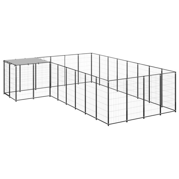 Chenil extérieur cage enclos parc animaux chien 10,89 m² acier noir Chenil extérieur cage enclos parc animaux chien 10,89 m² acier noir