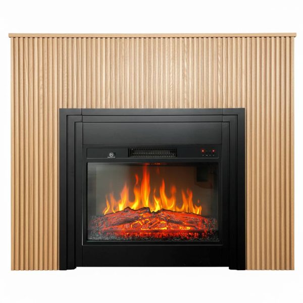 CHEMIN’ARTE – Cheminée électrique Ambra à Poser au Sol – Effet Flammes LED – Chauffage 2000W Thermostat – Télécommande