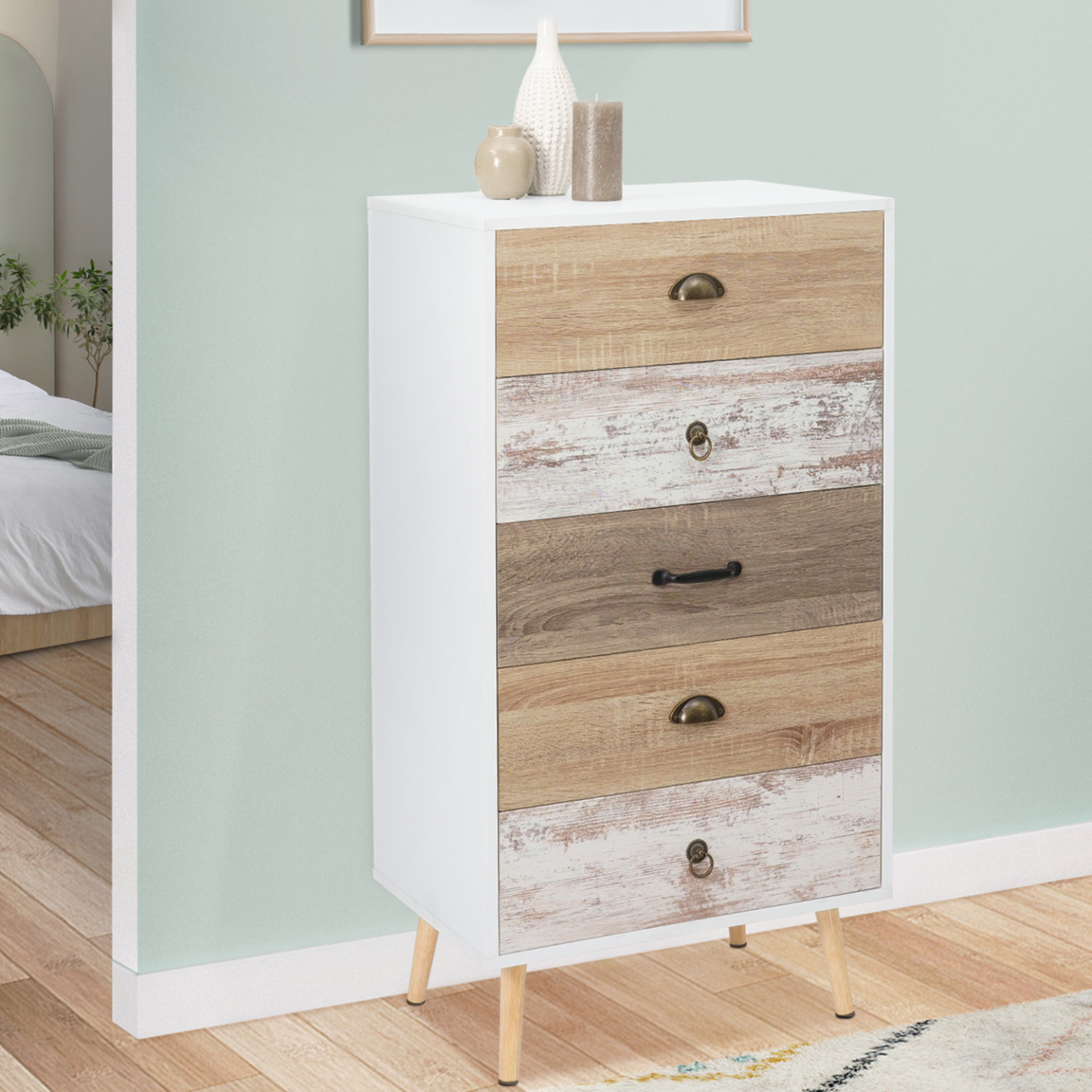 Chiffonnier 5 tiroirs BAHIA 60 cm scandinave commode semainier