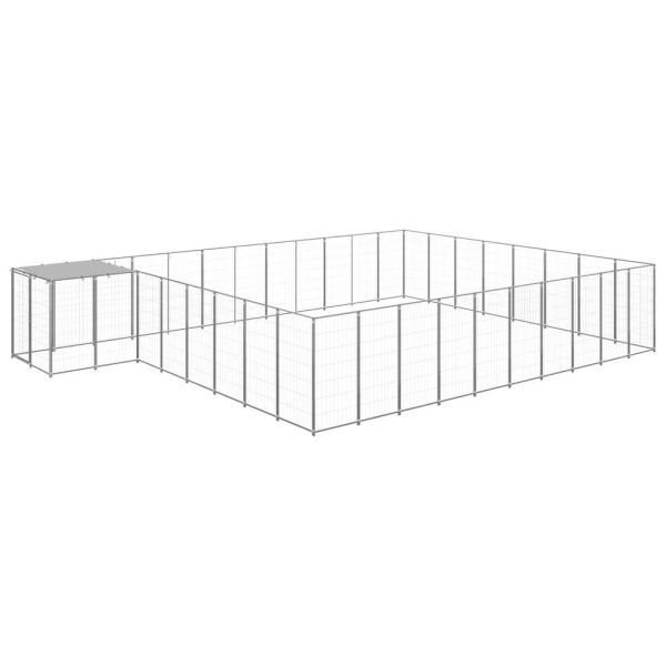 Chenil extérieur cage enclos parc animaux chien argenté 25,41 m² acier Chenil extérieur cage enclos parc animaux chien argenté 25,41 m² acier