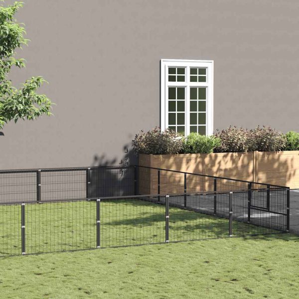Chenil Noir 45 m² Acier vidaXL 3082161