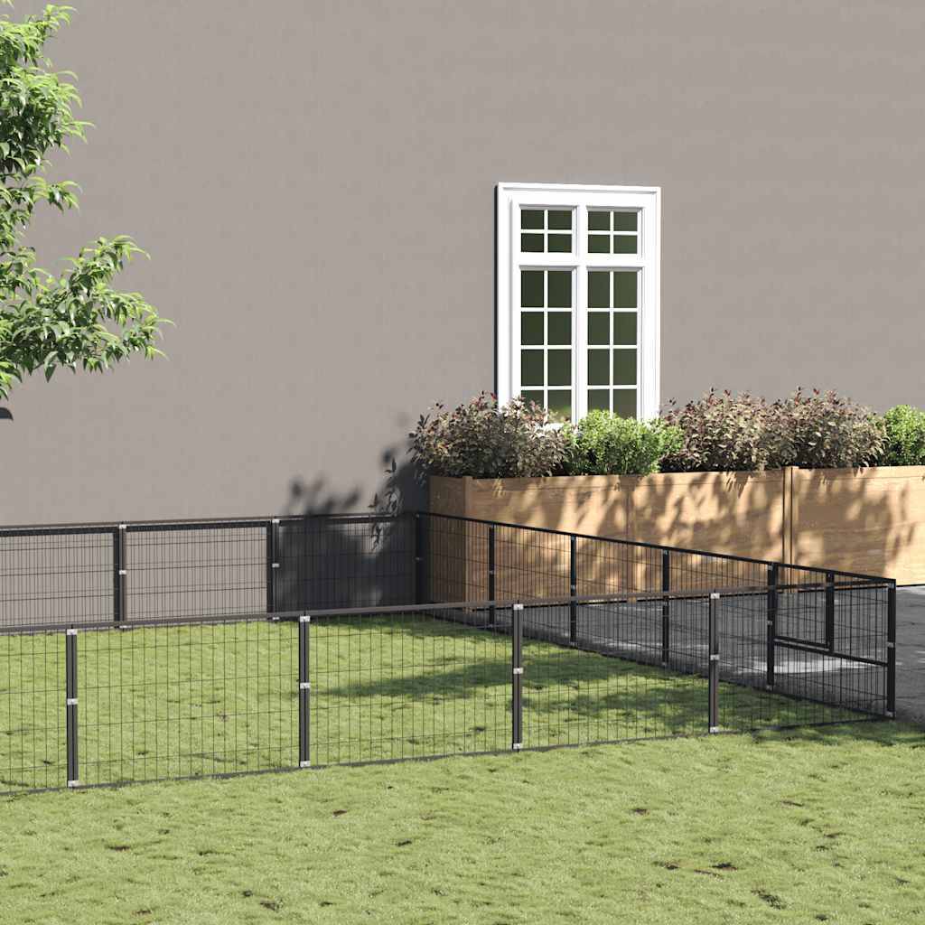 Chenil Noir 45 m² Acier vidaXL 3082161