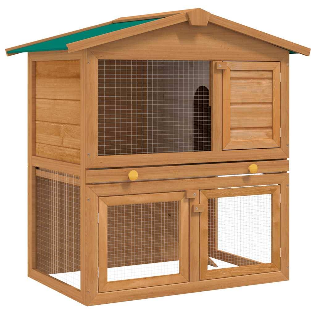 Clapier d'extérieur Enclos pour petits animaux 3 portes Bois vidaXL 170160