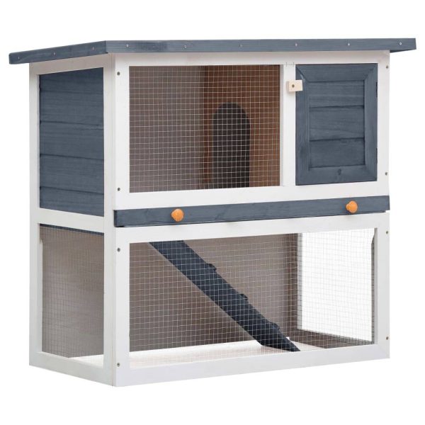 Clapier à lapin en bois avec rampe d’accès pour jardin Gris 90cm – ComfortXL Outdoor Living Clapier à lapin en bois avec rampe d’accès pour jardin Gris 90cm – ComfortXL Outdoor Living