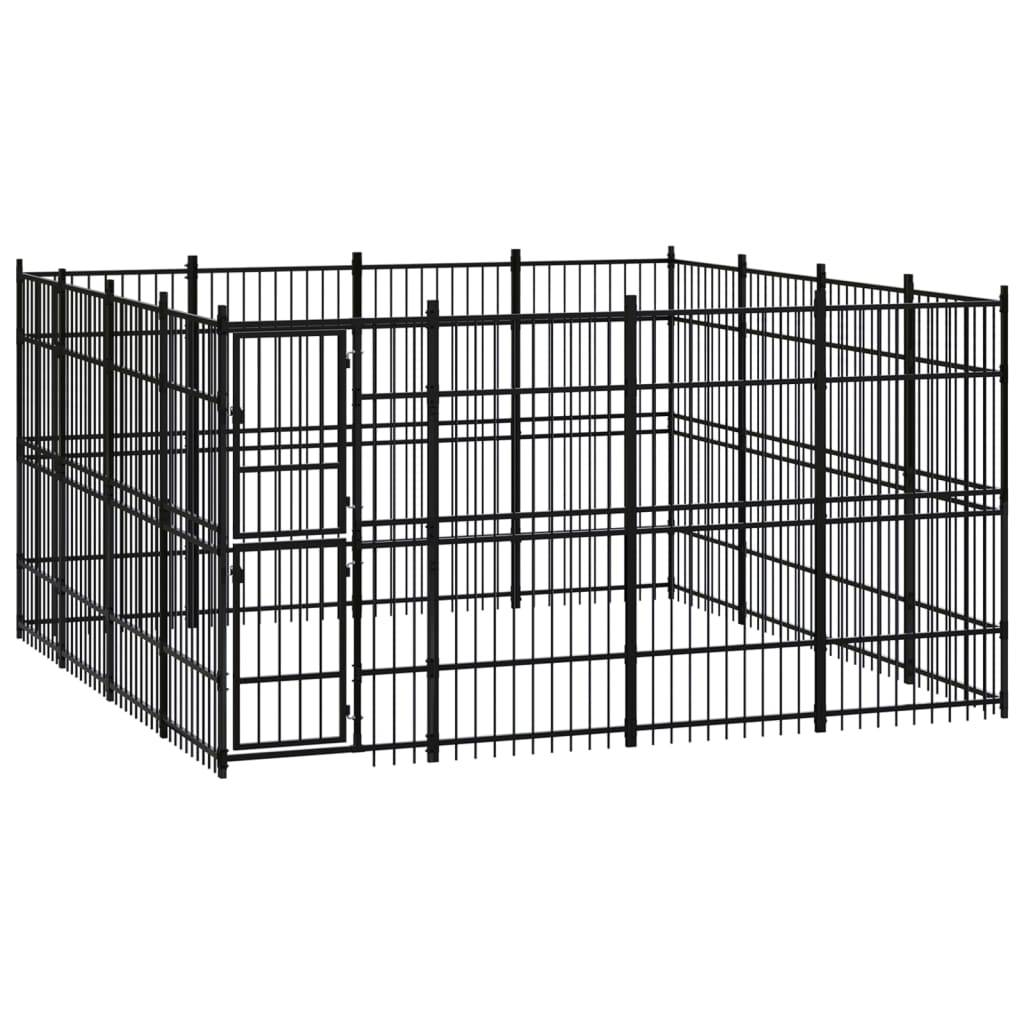 Chenil d'extérieur pour chiens Acier 14,75 m² vidaXL 3097982