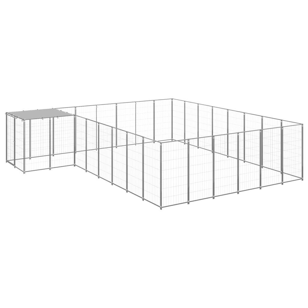 Chenil extérieur cage enclos parc animaux chien argenté 15,73 m² acier
