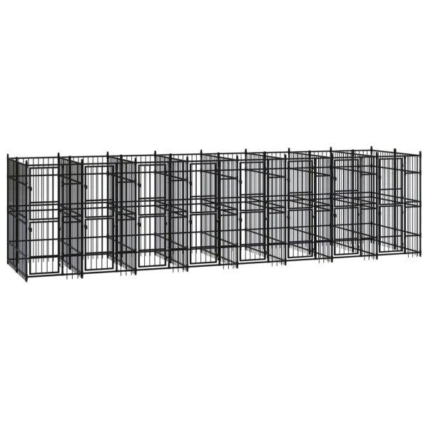 Chenil extérieur pour chien 14,75 m² en acier à barreaux pour jardin Noir – ComfortXL Outdoor Living Chenil extérieur pour chien 14,75 m² en acier à barreaux pour jardin Noir – ComfortXL Outdoor Living