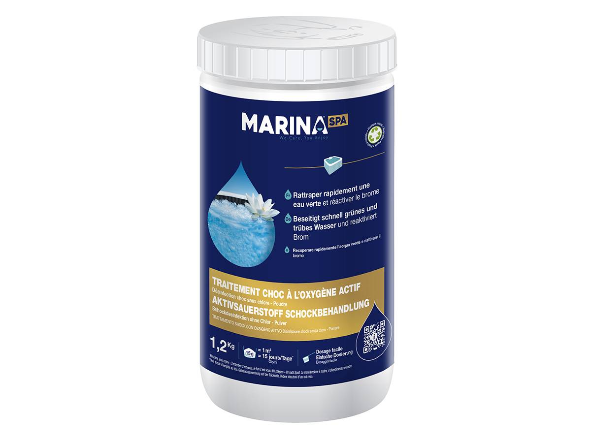 Choc à l'oxygène actif sans chlore pour spa 1,20 kg - Marina Spa
