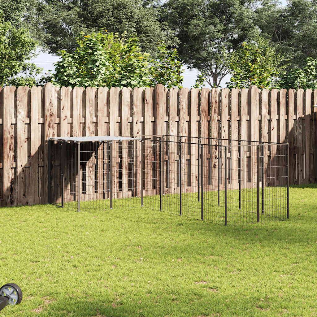 Chenil Noir 4,84 m² Acier vidaXL 3082211