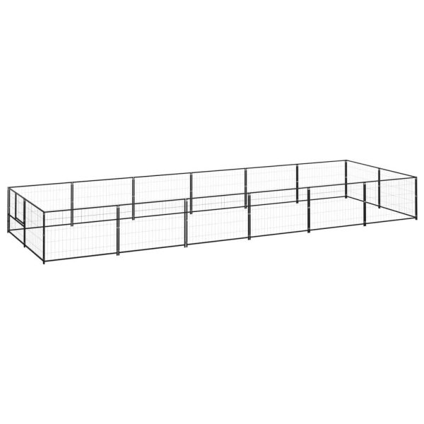 Chenil extérieur cage enclos parc animaux chien noir 12 m² acier
