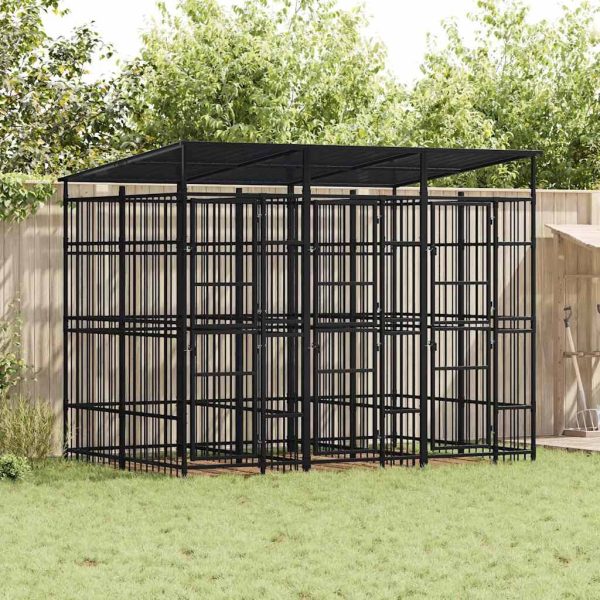 Chenil d’extérieur avec toit pour chiens Acier 5,53 m² vidaXL 3097948 Chenil d’extérieur avec toit pour chiens Acier 5,53 m² vidaXL 3097948
