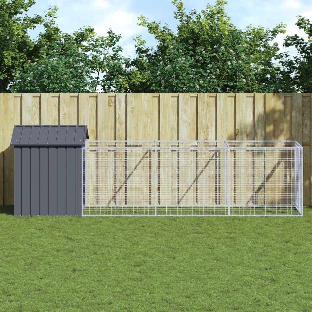 Chenil Chien Acier Galvanisé Grand Enclos Toit Sécurisé Anthracite - ComfortXL Outdoor Living