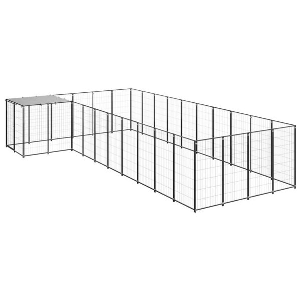 Chenil extérieur cage enclos parc animaux chien 13,31 m² 110 cm acier noir Chenil extérieur cage enclos parc animaux chien 13,31 m² 110 cm acier noir