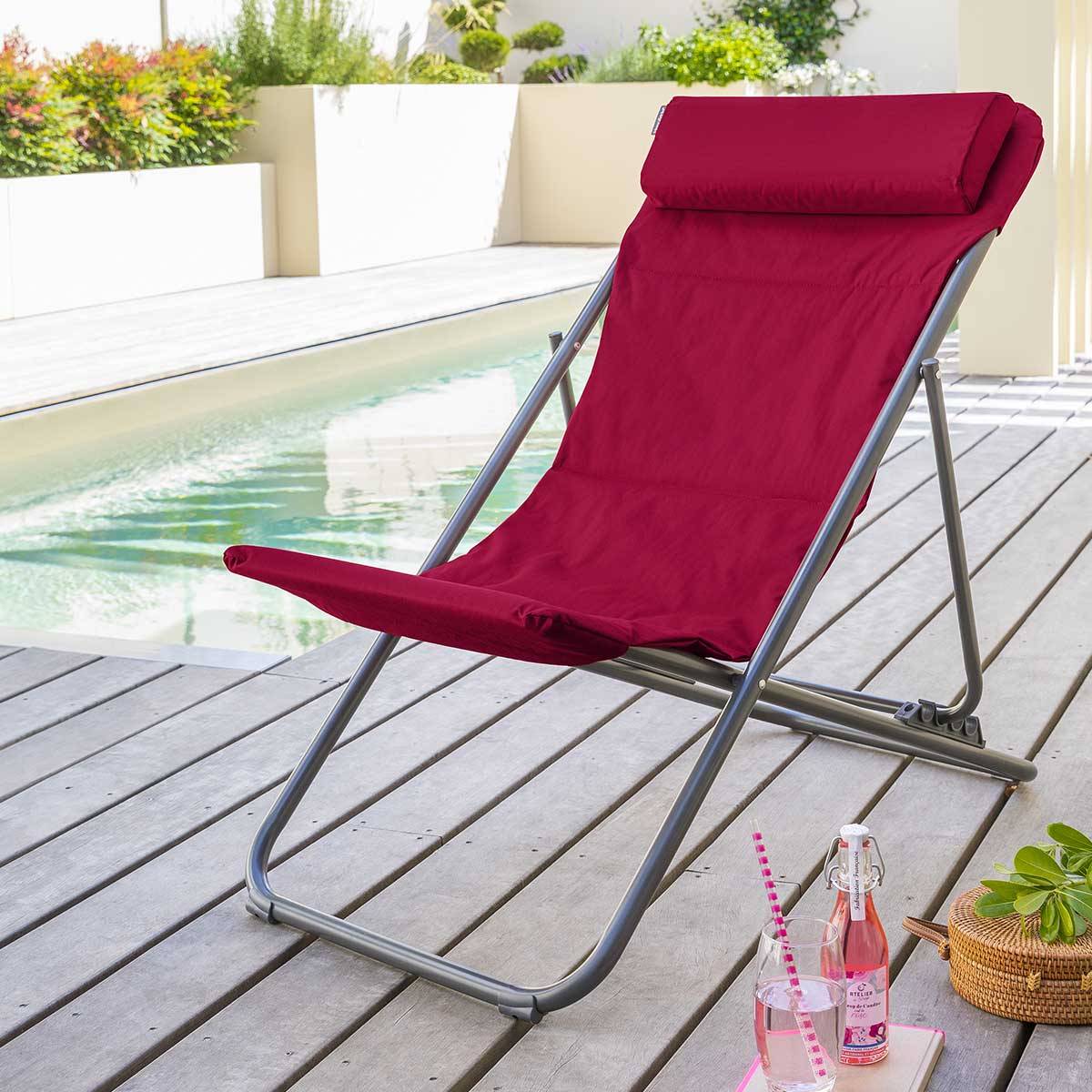 Chilienne de jardin pliante "Jubba" grenade & graphite en zinc et polyester Hespéride