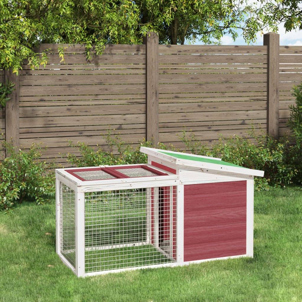 Clapier en Bois de Pin pour Rongeurs avec Aire de Jeu et Nichoir Moka 100,5x54x55 cm - ComfortXL Pet Living