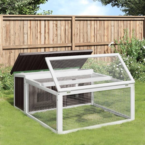 Clapier gris 117,5x97x47,5 cm bois de pin massif vidaXL 172287 Clapier gris 117,5x97x47,5 cm bois de pin massif vidaXL 172287