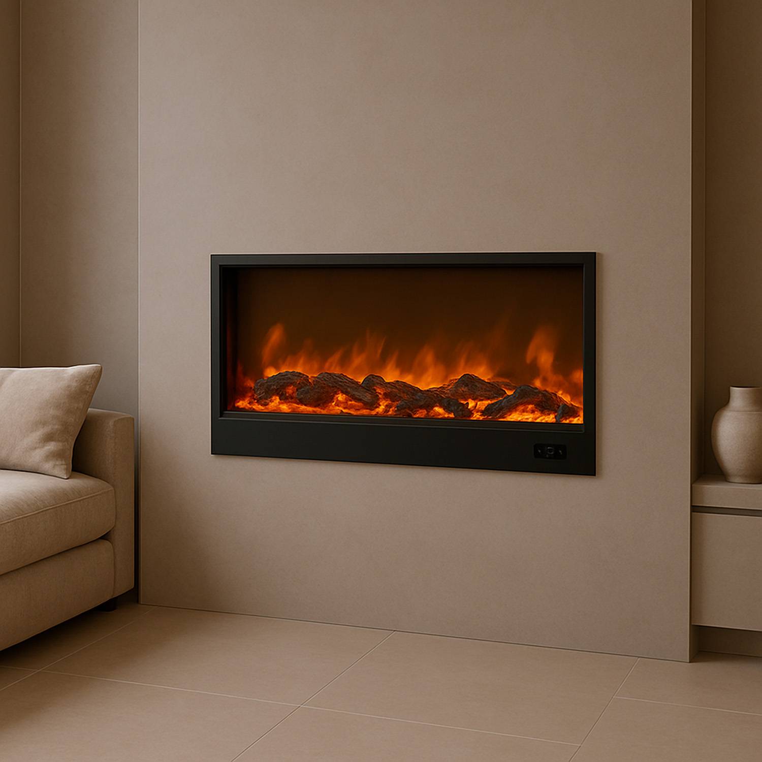 Cheminee Electrique Encastree 108cm Sined Caminetto Ispica Black