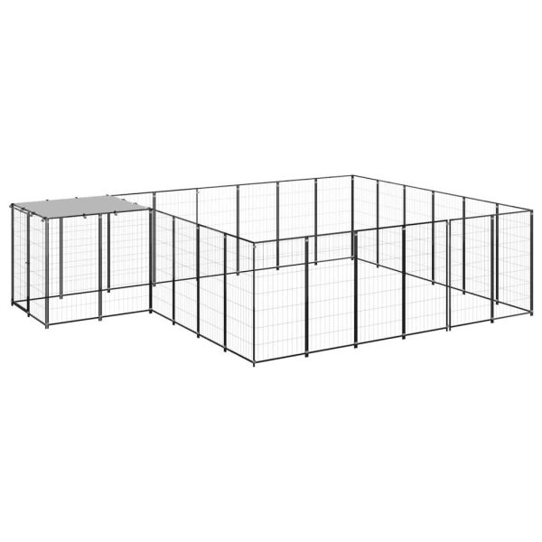 Chenil extérieur cage enclos parc animaux chien 12,1 m² 110 cm acier noir Chenil extérieur cage enclos parc animaux chien 12,1 m² 110 cm acier noir