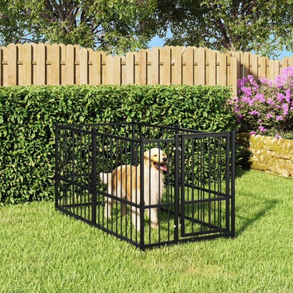 Chenil pour chien Noir 193,5x97x100 cm Acier vidaXL 171627 Chenil pour chien Noir 193,5x97x100 cm Acier vidaXL 171627