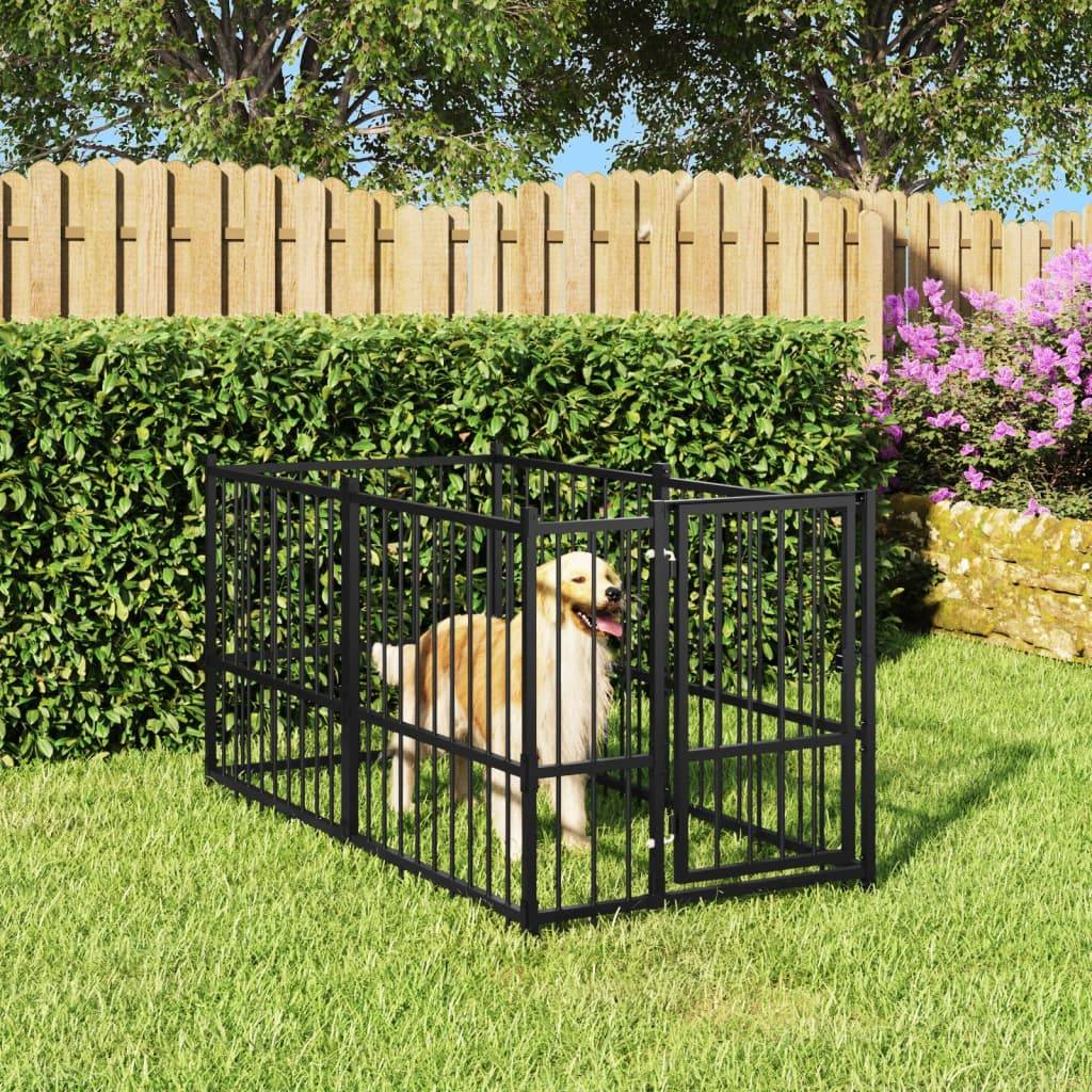 Chenil pour chien Noir 193,5x97x100 cm Acier vidaXL 171627