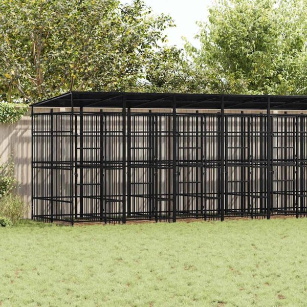 Chenil d’extérieur avec toit pour chiens Acier 16,59 m² vidaXL 3097954 Chenil d’extérieur avec toit pour chiens Acier 16,59 m² vidaXL 3097954