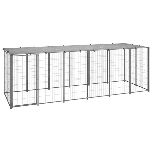 Chenil extérieur cage enclos parc animaux chien argenté 330 x 110 x 110 cm acier Chenil extérieur cage enclos parc animaux chien argenté 330 x 110 x 110 cm acier