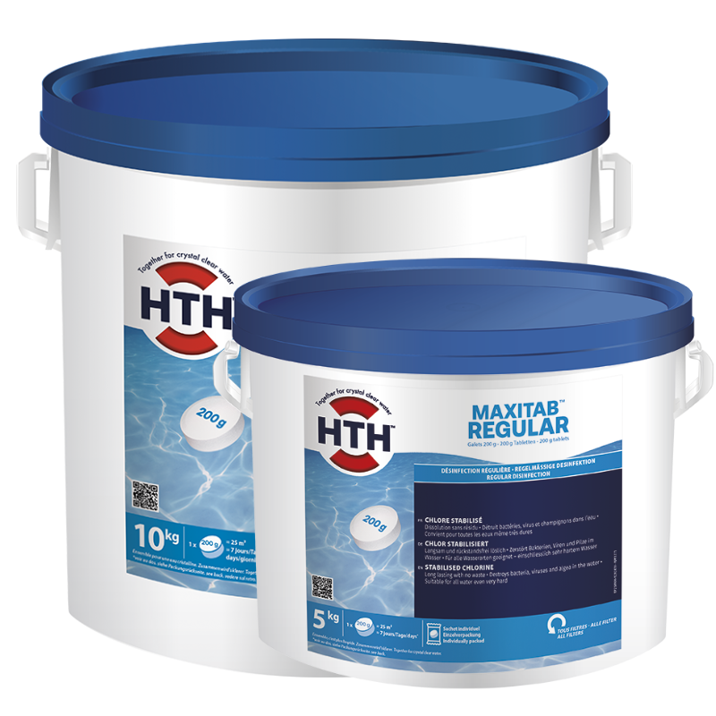 Chlore lent stabilisé hth® MAXITAB Regular - Galets 200g - 10 kg