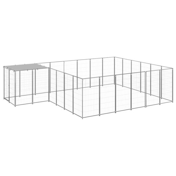 Chenil Argenté 12,1 m² Acier vidaXL 3082220