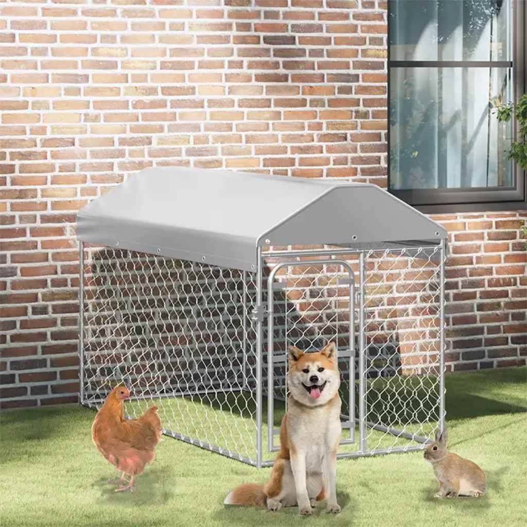 Chenil pour chien avec toit de protection acier galvanisé 200x100x125 cm – ComfortXL Outdoor Living