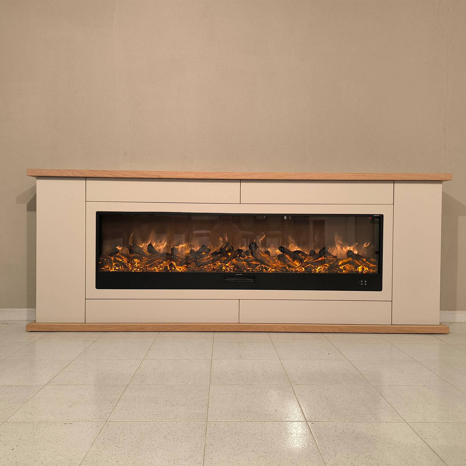 Cheminee Electrique Et En Bois Gris Desio 150
