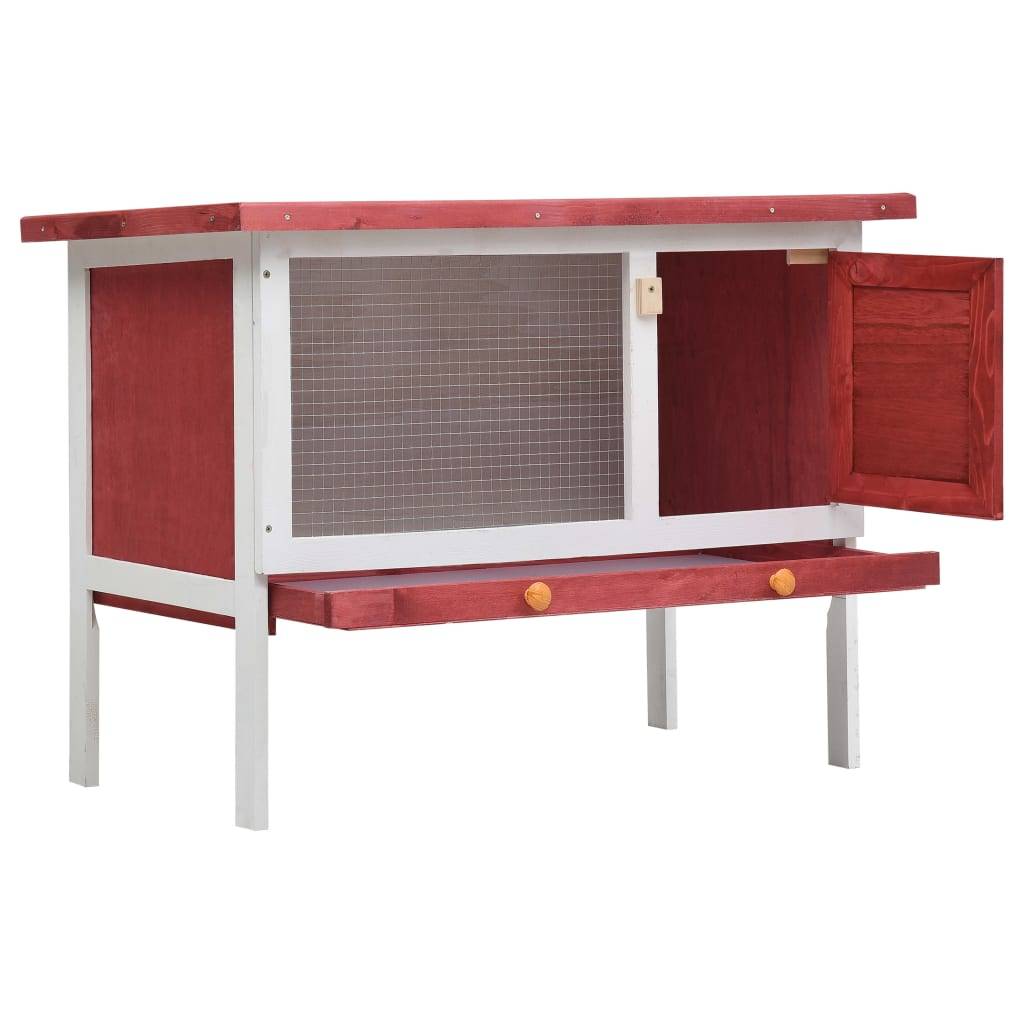 Clapier d'extérieur - Cage d'extérieur 1 niveau Rouge Bois rj502