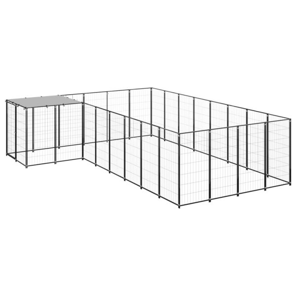 Chenil extérieur 10,89 m² acier avec toit de protection pour jardin Noir – ComfortXL Outdoor Living Chenil extérieur 10,89 m² acier avec toit de protection pour jardin Noir – ComfortXL Outdoor Living