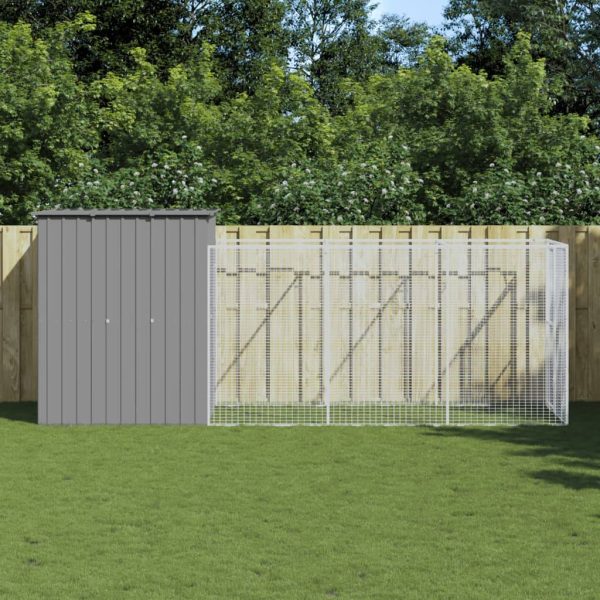 Chenil extérieur acier galvanisé avec enclos jardin Gris clair 165x455x181 cm – ComfortXL Pet Living Chenil extérieur acier galvanisé avec enclos jardin Gris clair 165x455x181 cm – ComfortXL Pet Living
