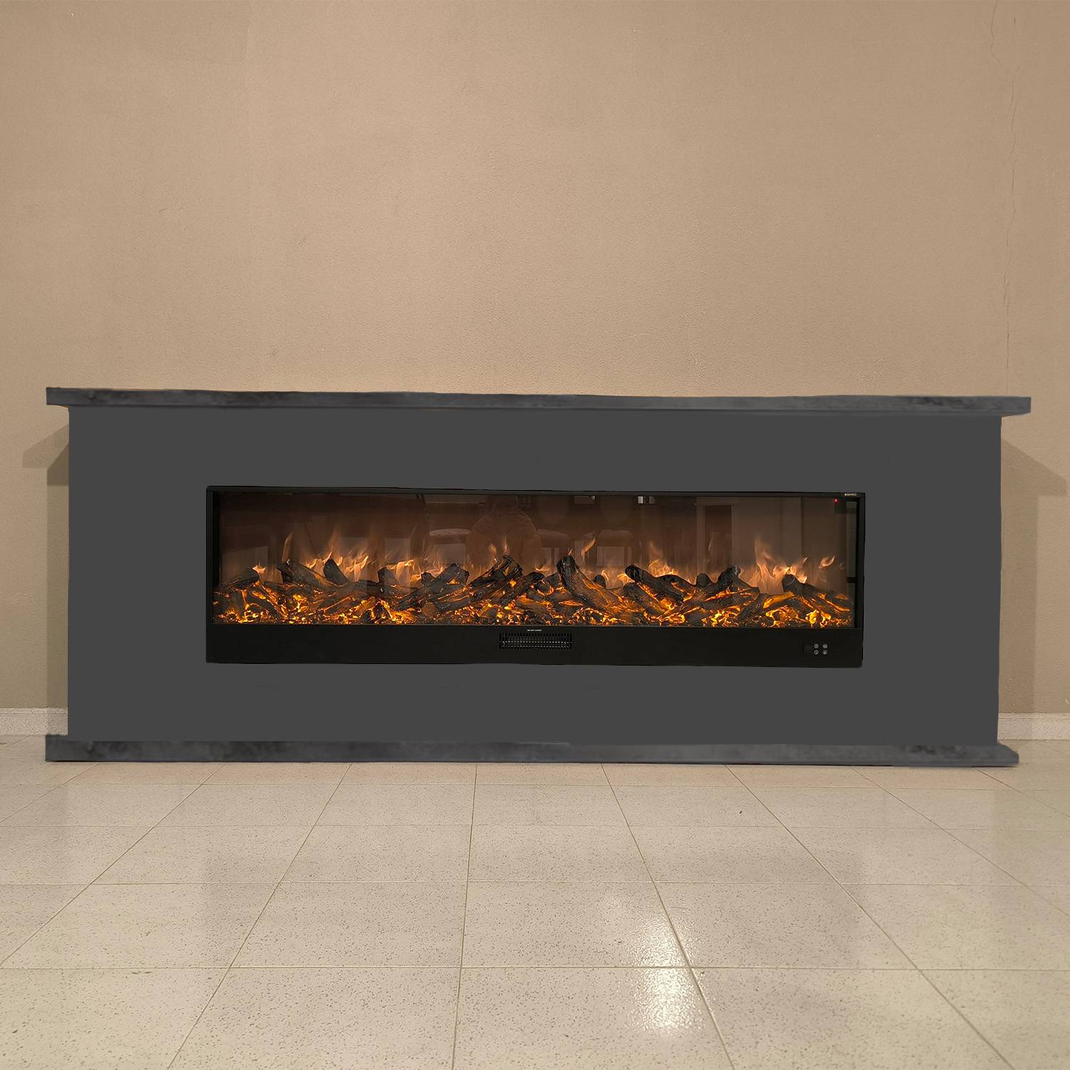 Cheminee Electrique Mobile En Bois Anthracite Desio 150