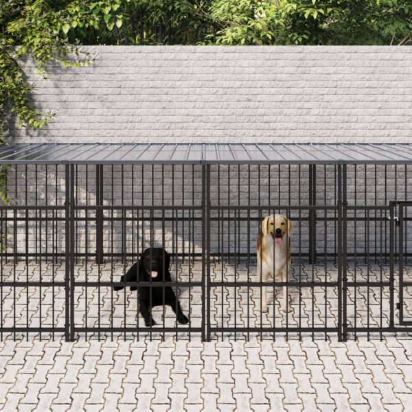 Chenil d’extérieur avec toit pour chiens Acier 11,26 m² vidaXL 3124611